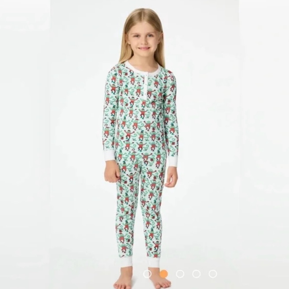 BRAND NEW - Roller Rabbit Kids Monkey Mas Pajamas - Christmas - Mint - Size 14